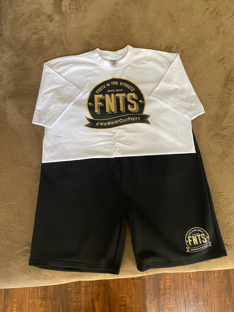 Sweat shorts/Tshirt Combo Beige/Black