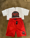 Sweat shorts/Tshirt Combo Red